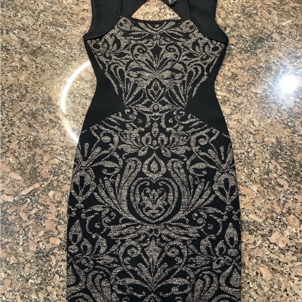 Elegant Black and Silver Patterned Dress